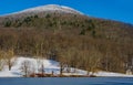 Winter View of Flat Top Mountain and Abbott Lake Royalty Free Stock Photo